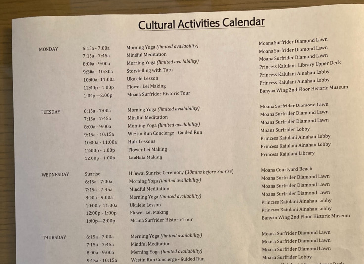 Cultural Activities Calendar