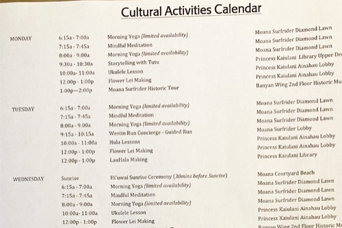 Cultural Activities Calendar